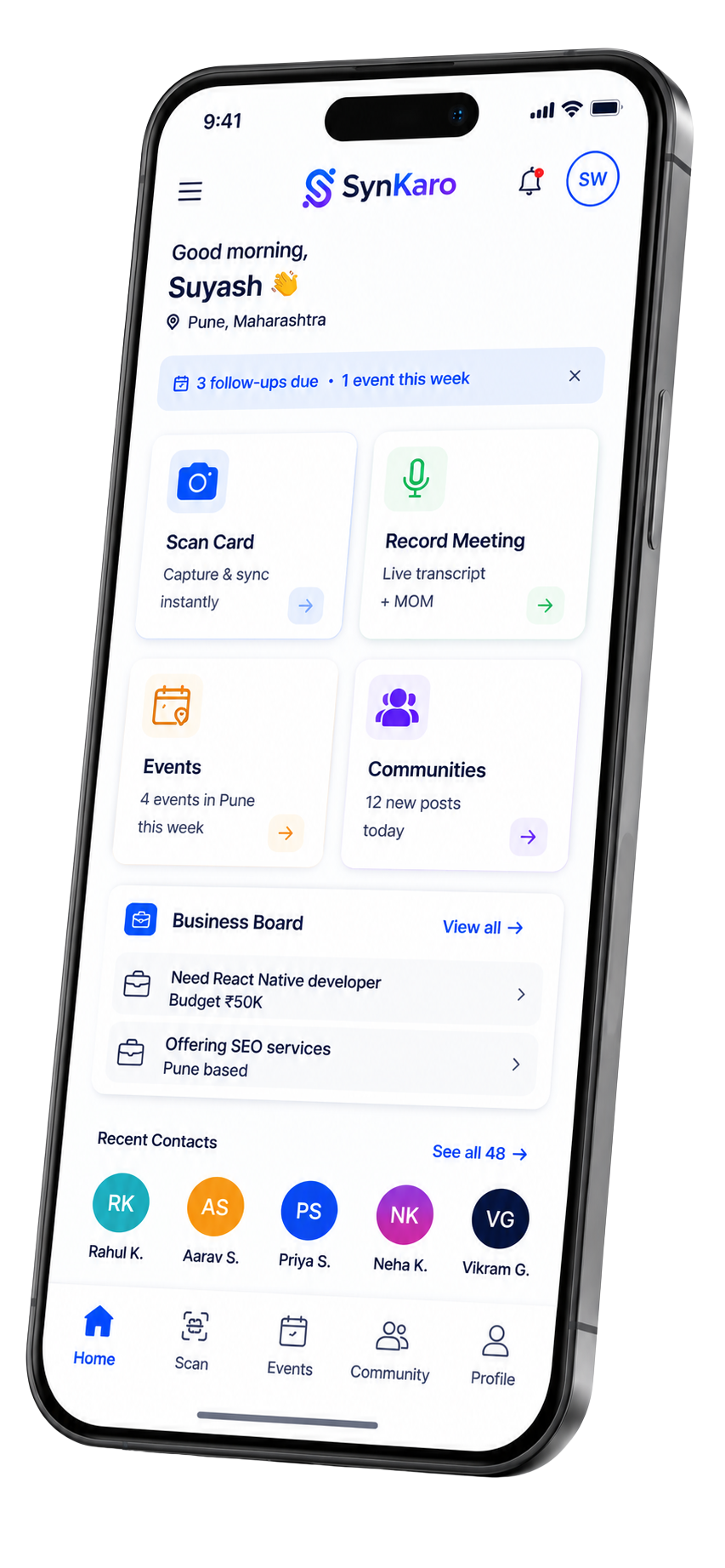 SynKaro professional networking app by StackLab Technologies