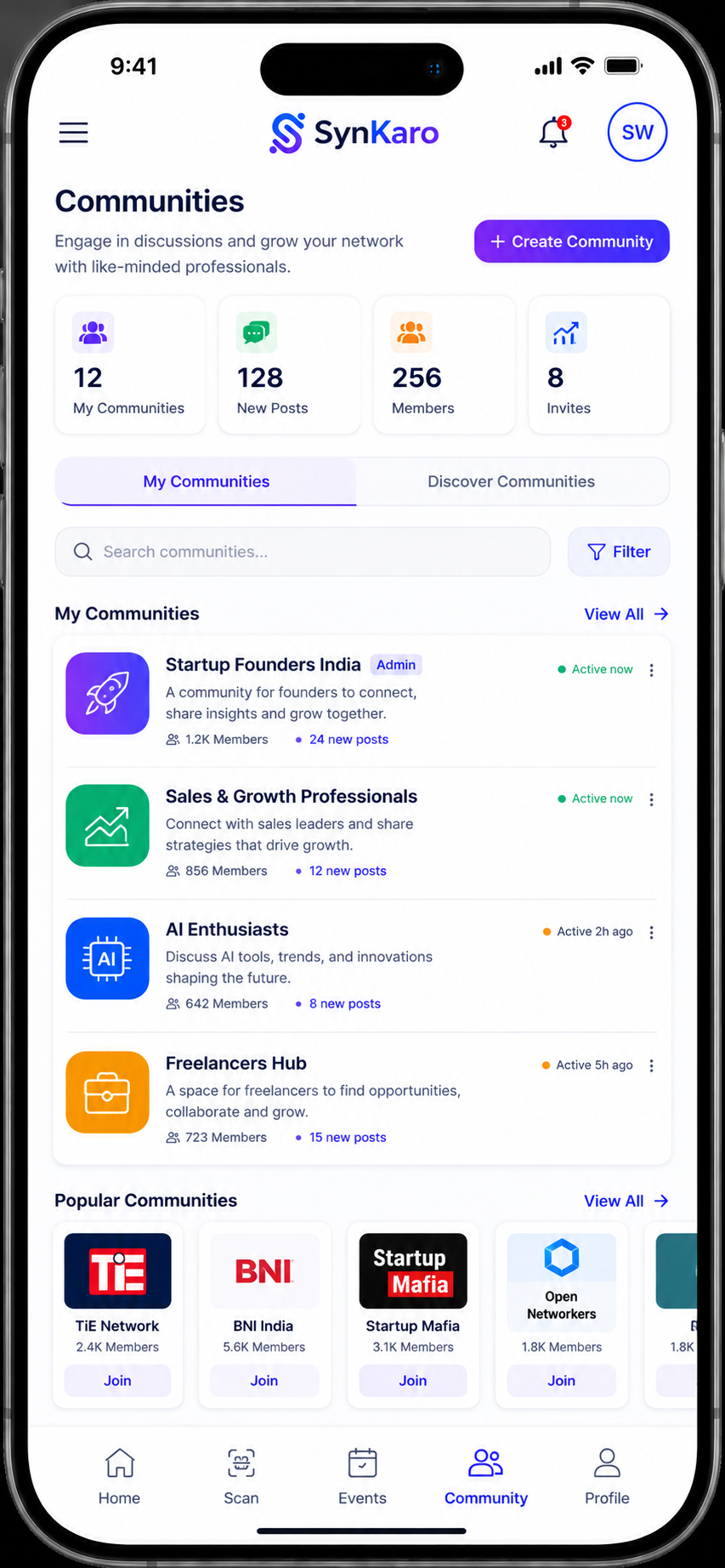 SynKaro professional networking app by StackLab Technologies